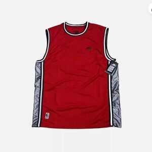 NBA Hype Mens muscle tank Top Size Large Basketball Active Red Gray